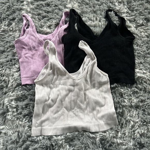 SET OF THREE Urban Outfitters Out From Under Drew Seamless Ribbed Bra Top - Picture 2 of 5